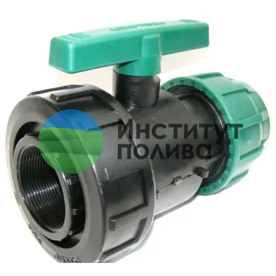 Кран шaровый Ф 32 х 3/4"ВР компрессионный, зелёный, 4/100 шт./упак. ("POELSAN" Турция)